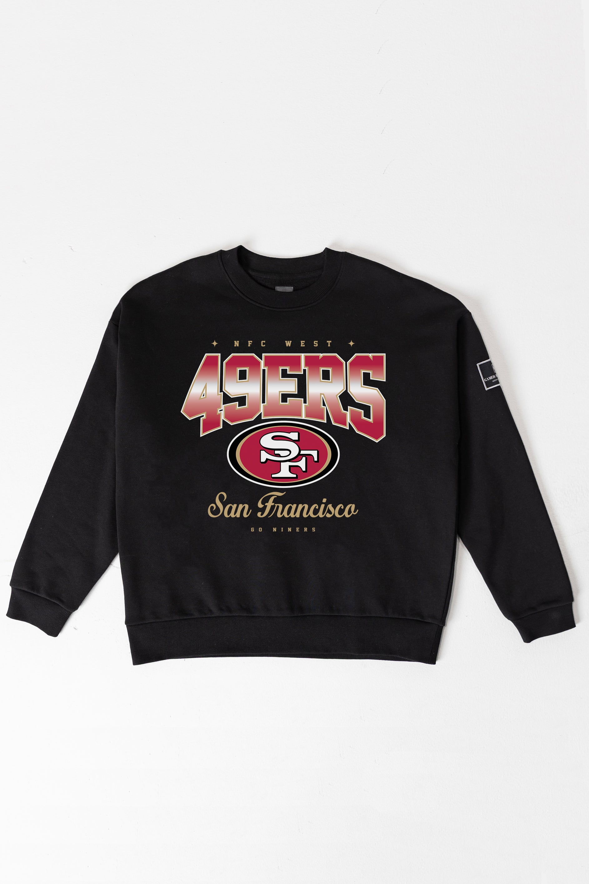 SAN FRANCISCO 49ERS POWERHOUSE PLAY BLACK LABEL PREMIUM FLEECE CREW SWEATSHIRT