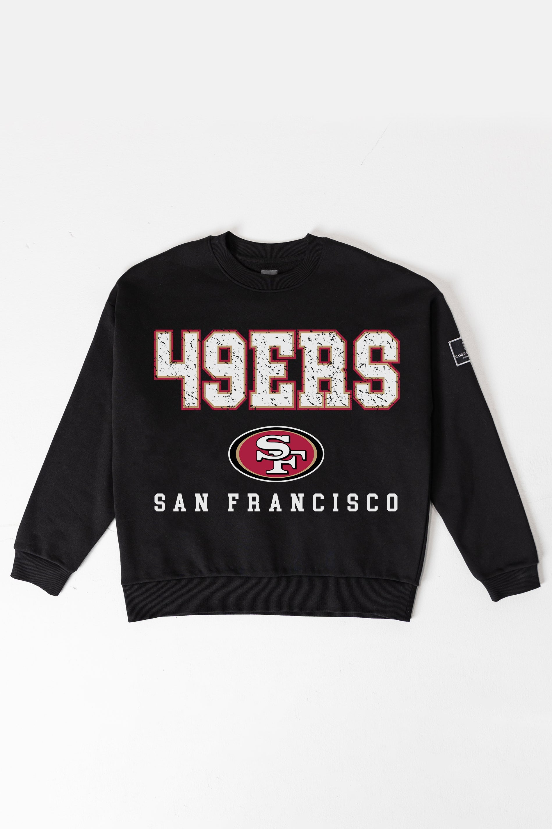 SAN FRANCISCO 49ERS LEVEL UP BLACK LABEL PREMIUM FLEECE CREW SWEATSHIRT