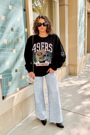 SAN FRANCISCO 49ERS VICTORY LANE BLACK LABEL PREMIUM FLEECE CREW SWEATSHIRT