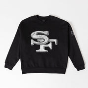 SAN FRANCISCO 49ERS BOLD MOVE BLACK LABEL PREMIUM FLEECE DROP SHOULDER CREWNECK