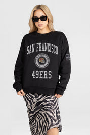 SAN FRANCISCO 49ERS FIERCE FLOW BLACK LABEL PREMIUM FLEECE DROP SHOULDER CREWNECK