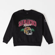SAN FRANCISCO 49ERS FIELD FOCUS BLACK LABEL PREMIUM FLEECE DROP SHOULDER CREWNECK