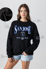SAN JOSE EARTHQUAKES PLAYERS ONLY BLACK LABEL PREMIUM FLEECE DROP SHOULDER CREWNECK