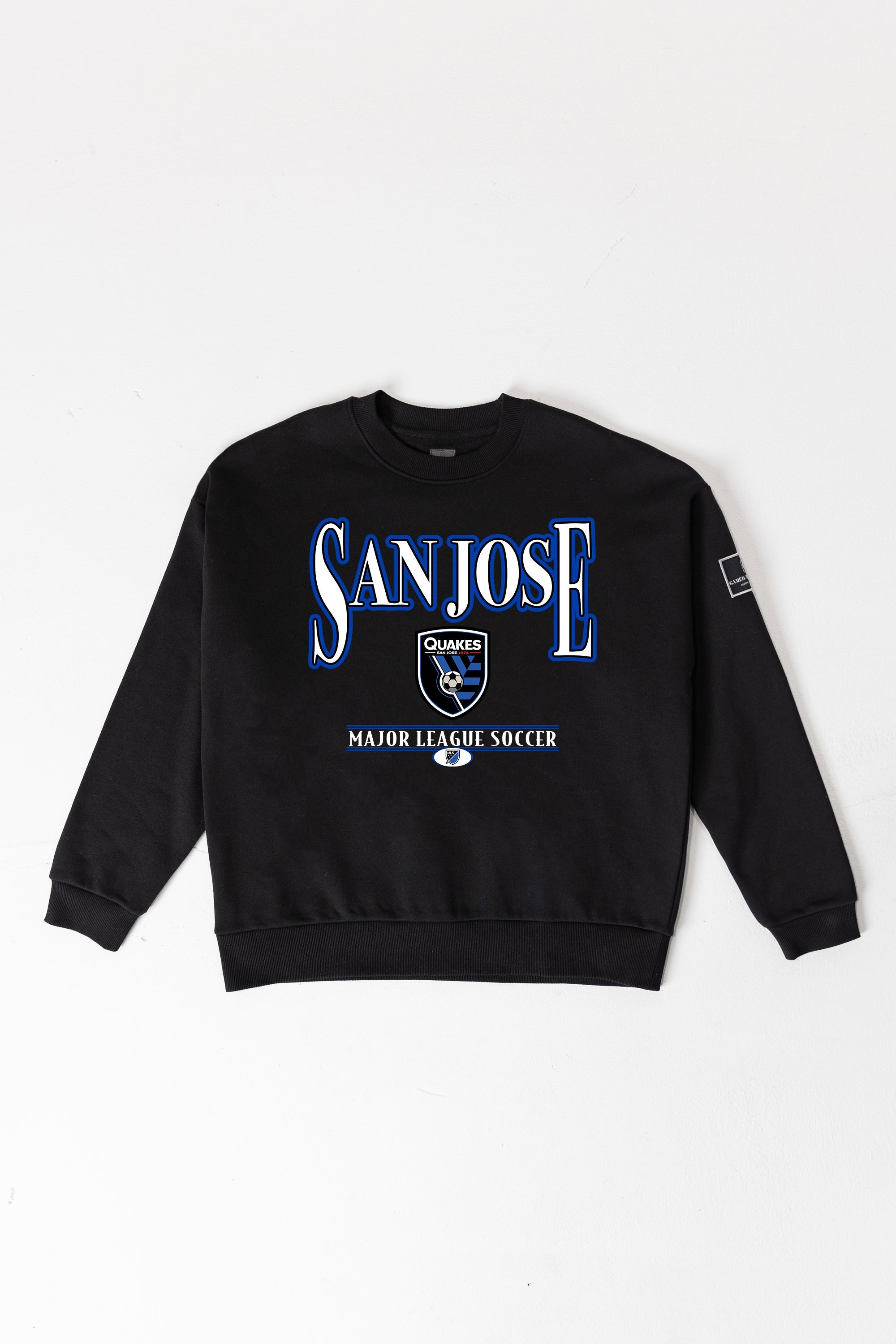 SAN JOSE EARTHQUAKES PLAYERS ONLY BLACK LABEL PREMIUM FLEECE DROP SHOULDER CREWNECK