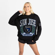 SAN JOSE EARTHQUAKES LEGACY CLUB BLACK LABEL PREMIUM FLEECE DROP SHOULDER CREWNECK