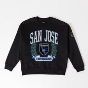 SAN JOSE EARTHQUAKES LEGACY CLUB BLACK LABEL PREMIUM FLEECE DROP SHOULDER CREWNECK