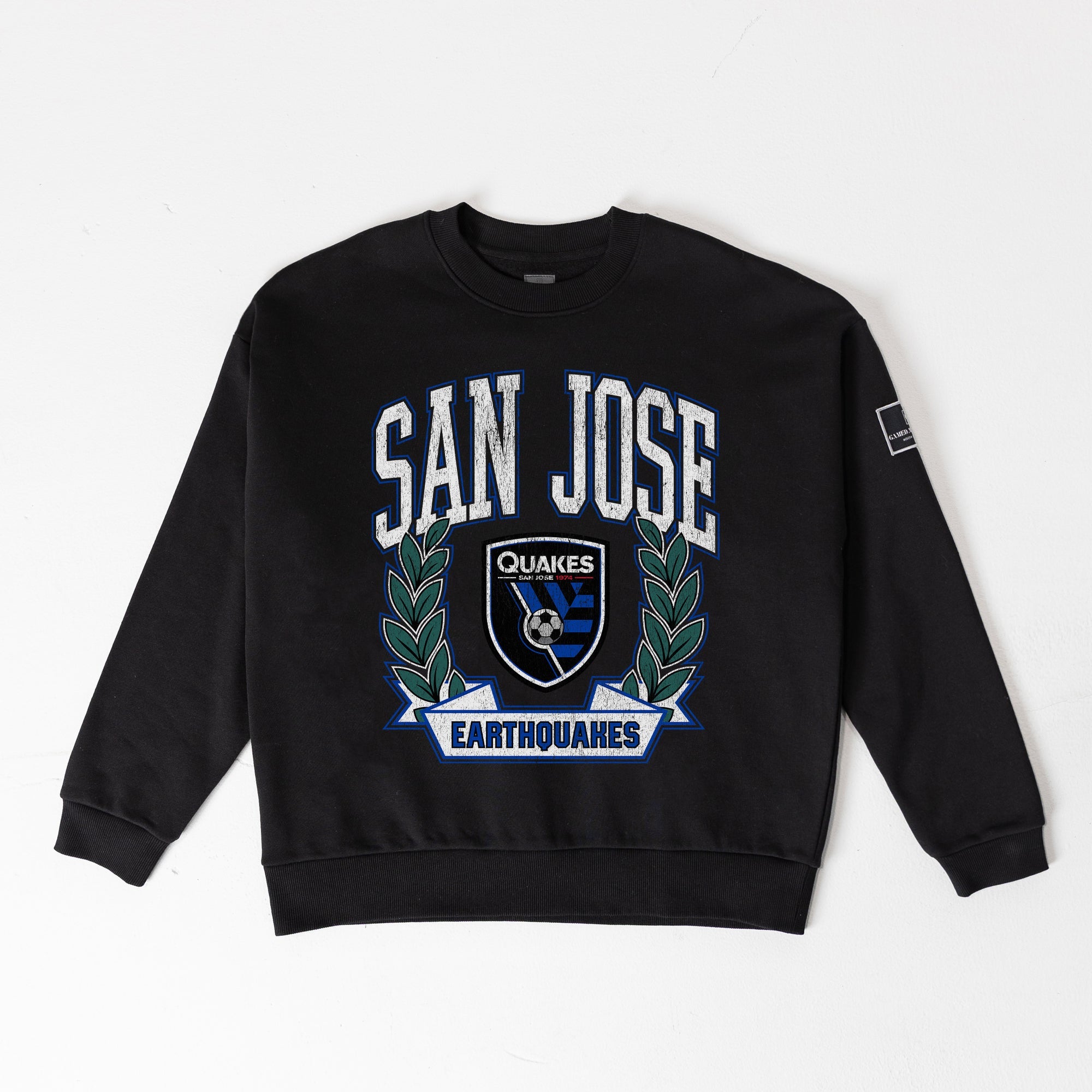 SAN JOSE EARTHQUAKES LEGACY CLUB BLACK LABEL PREMIUM FLEECE DROP SHOULDER CREWNECK