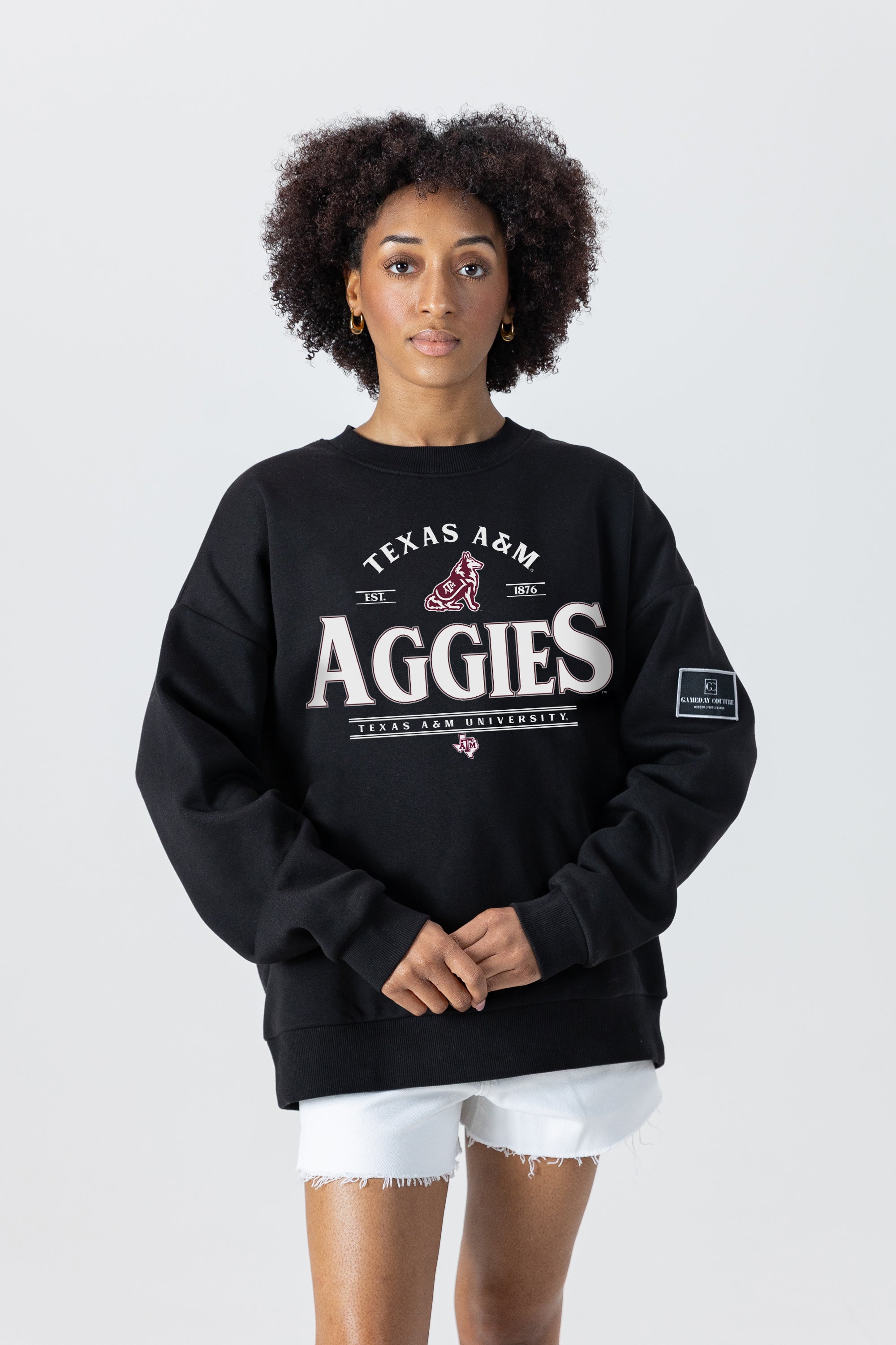 TEXAS A&M AGGIES PLAYERS ONLY BLACK LABEL PREMIUM FLEECE DROP SHOULDER CREWNECK