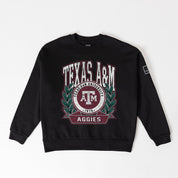TEXAS A&M AGGIES VICTORY LANE BLACK LABEL PREMIUM FLEECE DROP SHOULDER CREWNECK