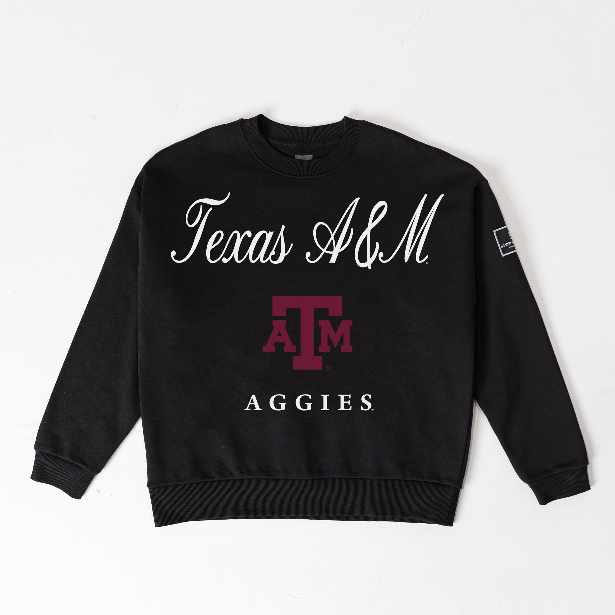 TEXAS A&M AGGIES LEGACY CLUB BLACK LABEL PREMIUM FLEECE DROP SHOULDER CREWNECK