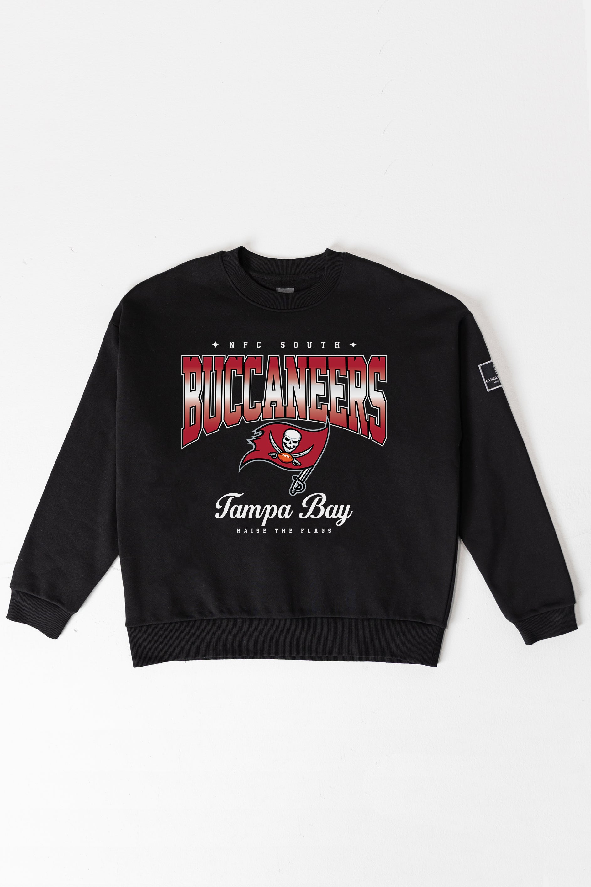 TAMPA BAY BUCCANEERS POWERHOUSE PLAY BLACK LABEL PREMIUM FLEECE CREW SWEATSHIRT