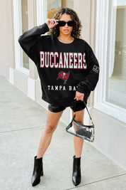 TAMPA BAY BUCCANEERS LEVEL UP BLACK LABEL PREMIUM FLEECE CREW SWEATSHIRT