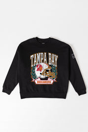 TAMPA BAY BUCCANEERS VICTORY LANE BLACK LABEL PREMIUM FLEECE CREW SWEATSHIRT