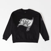 TAMPA BAY BUCCANEERS BOLD MOVE BLACK LABEL PREMIUM FLEECE DROP SHOULDER CREWNECK