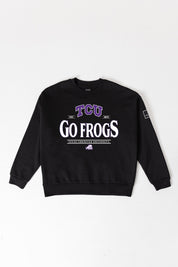 TCU HORNED FROGS PLAYERS ONLY BLACK LABEL PREMIUM FLEECE DROP SHOULDER CREWNECK