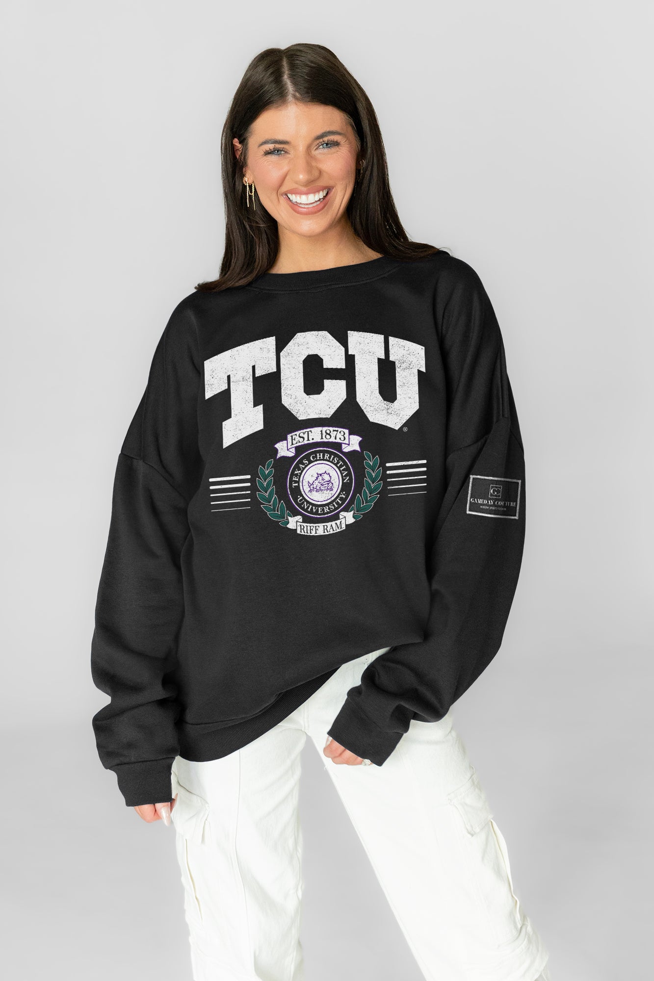 TCU HORNED FROGS HONOR BOUND BLACK LABEL PREMIUM FLEECE CREWNECK