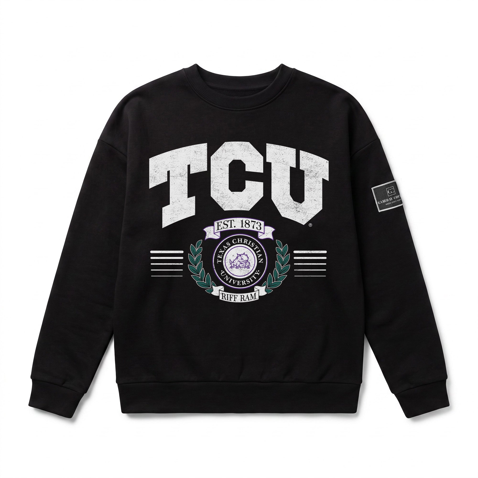 TCU HORNED FROGS HONOR BOUND BLACK LABEL PREMIUM FLEECE CREWNECK