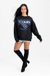 TENNESSEE TITANS POWERHOUSE PLAY BLACK LABEL PREMIUM FLEECE CREW SWEATSHIRT