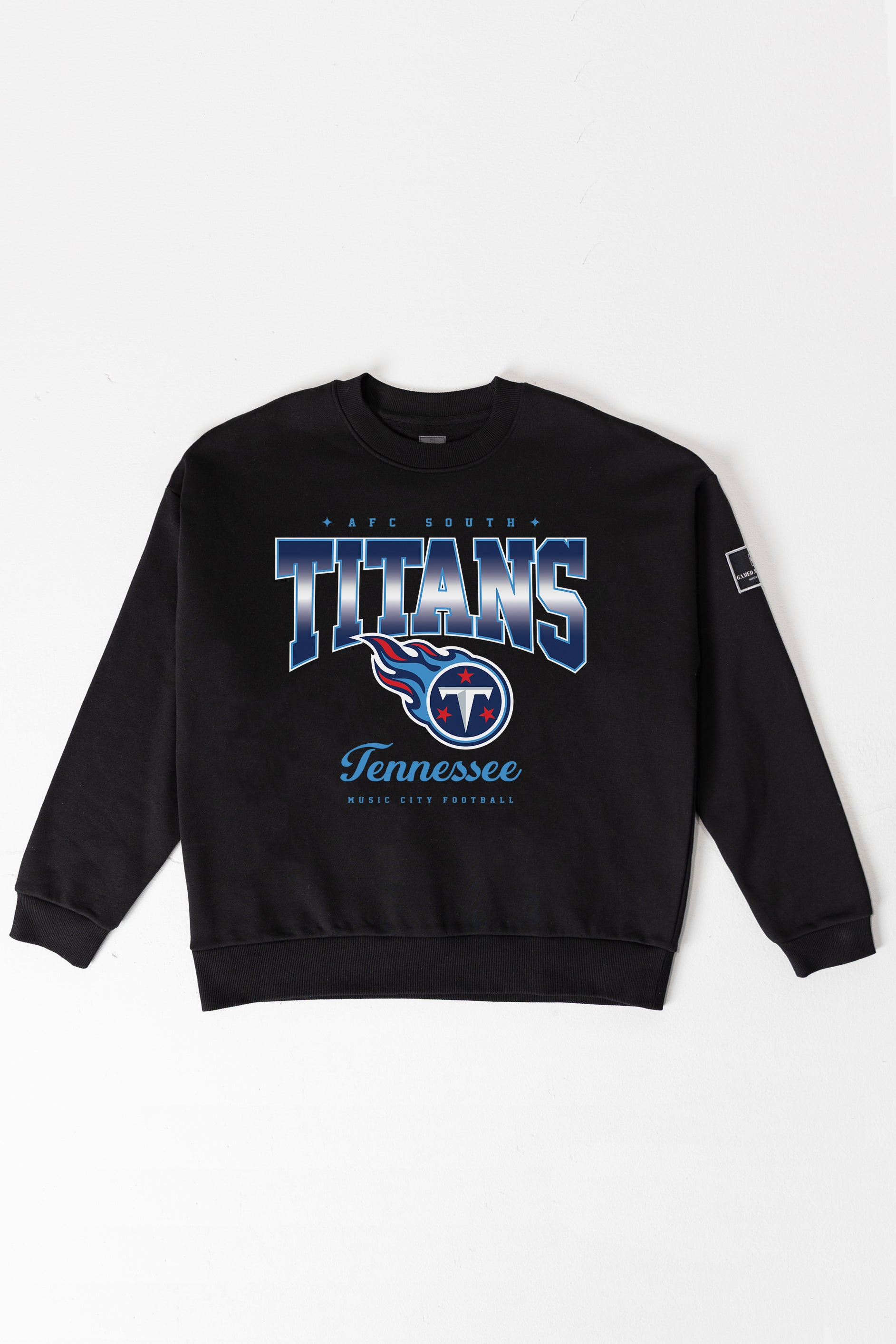 TENNESSEE TITANS POWERHOUSE PLAY BLACK LABEL PREMIUM FLEECE CREW SWEATSHIRT