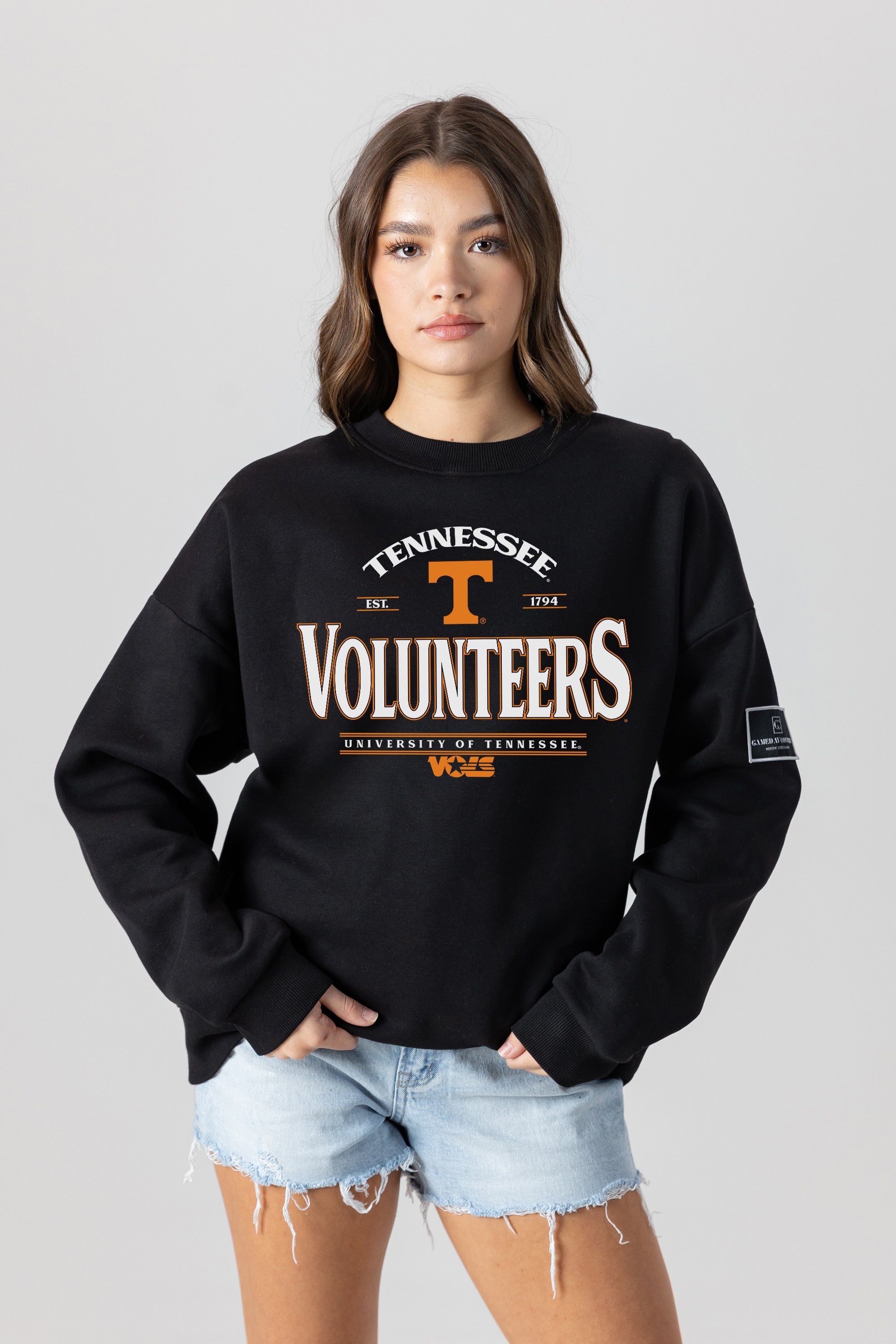 TENNESSEE VOLUNTEERS PLAYERS ONLY BLACK LABEL PREMIUM FLEECE DROP SHOULDER CREWNECK