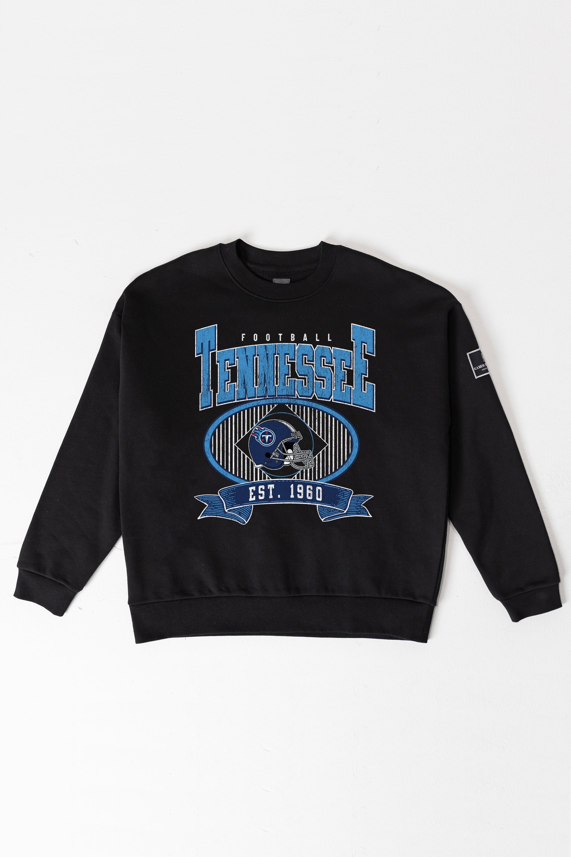 TENNESSEE TITANS BOLD CHEERS BLACK LABEL PREMIUM FLEECE CREW SWEATSHIRT
