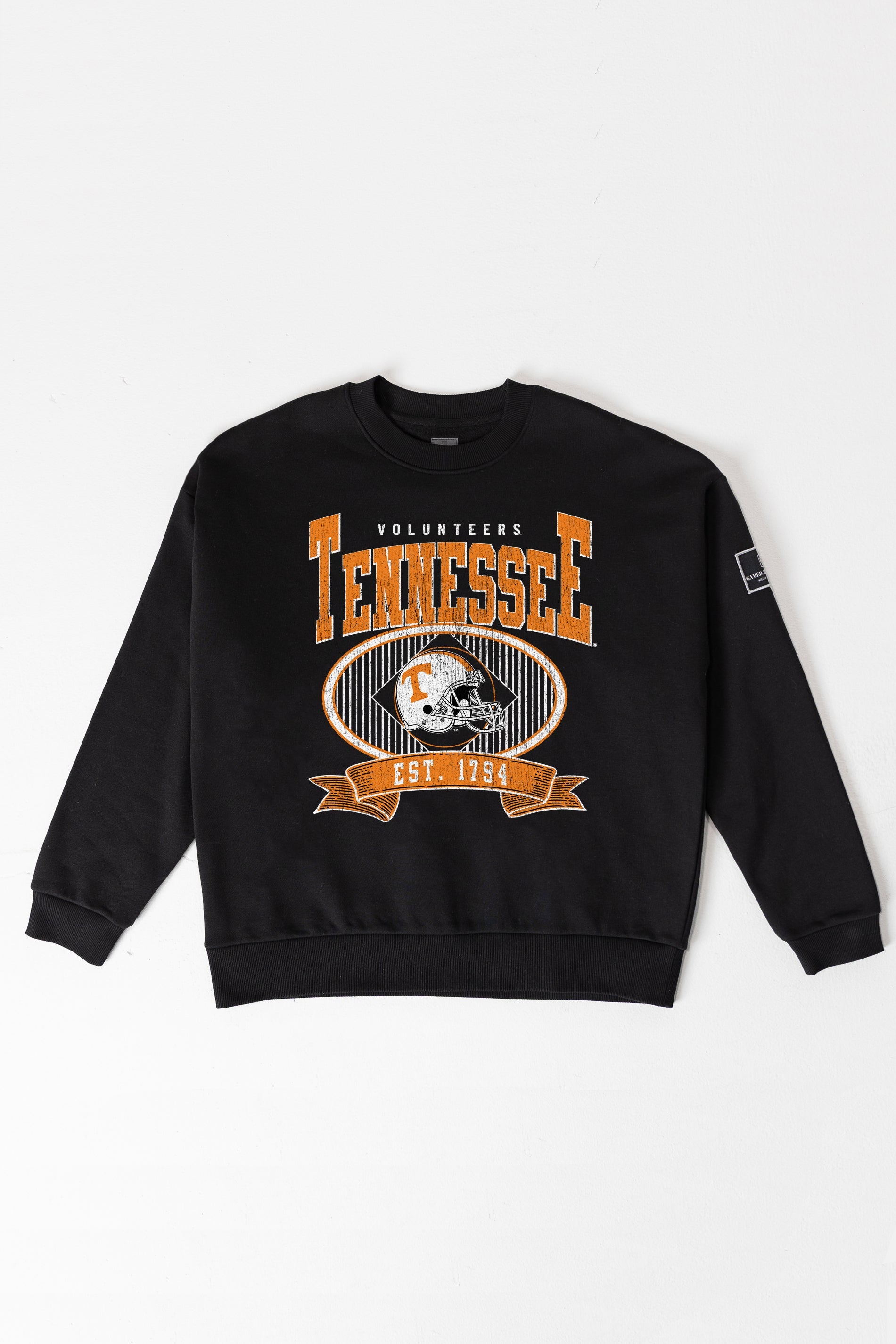 TENNESSEE VOLUNTEERS BOLD CHEERS BLACK LABEL PREMIUM FLEECE CREW SWEATSHIRT