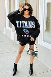 TENNESSEE TITANS LEVEL UP BLACK LABEL PREMIUM FLEECE CREW SWEATSHIRT