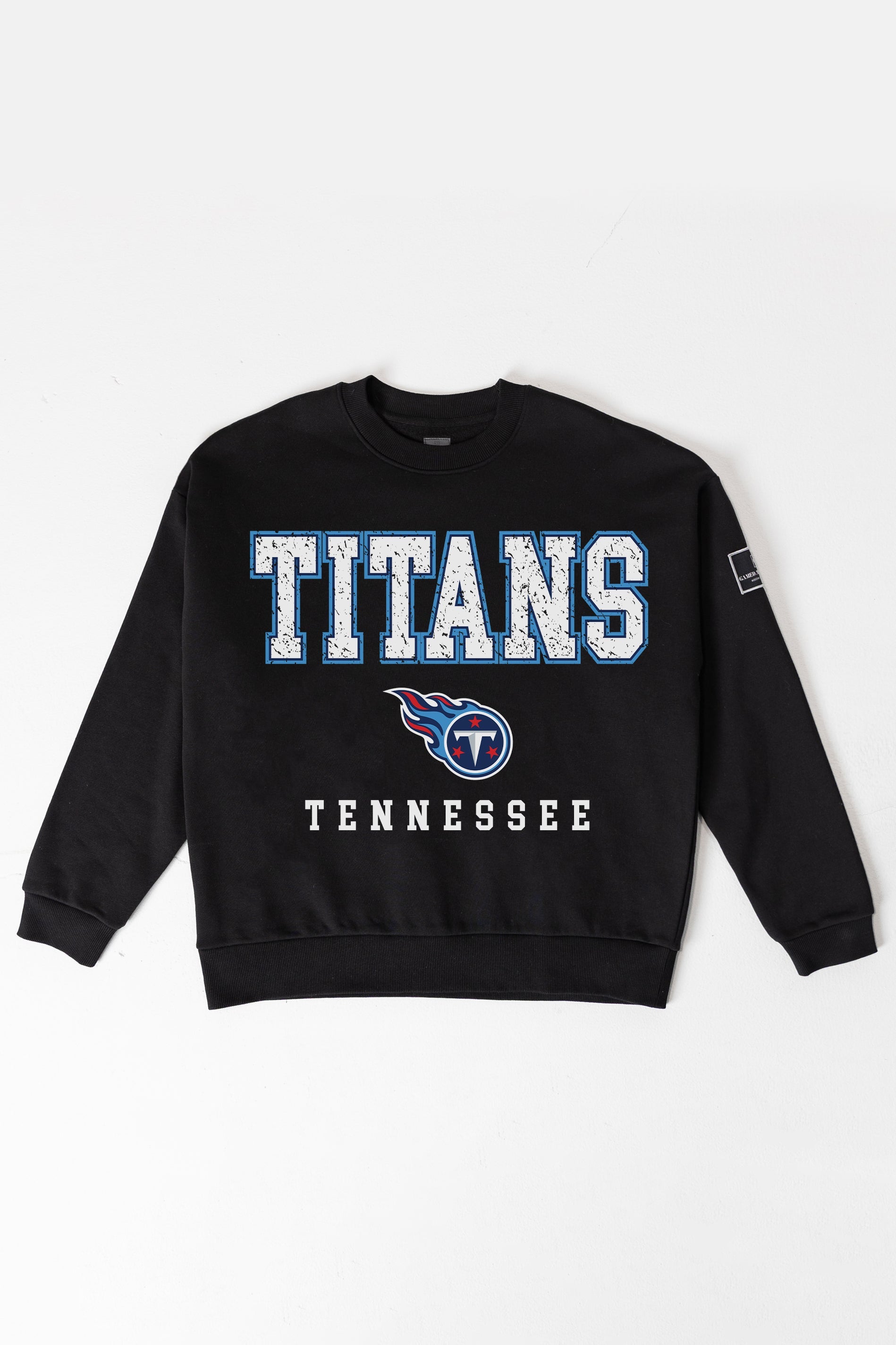 TENNESSEE TITANS LEVEL UP BLACK LABEL PREMIUM FLEECE CREW SWEATSHIRT