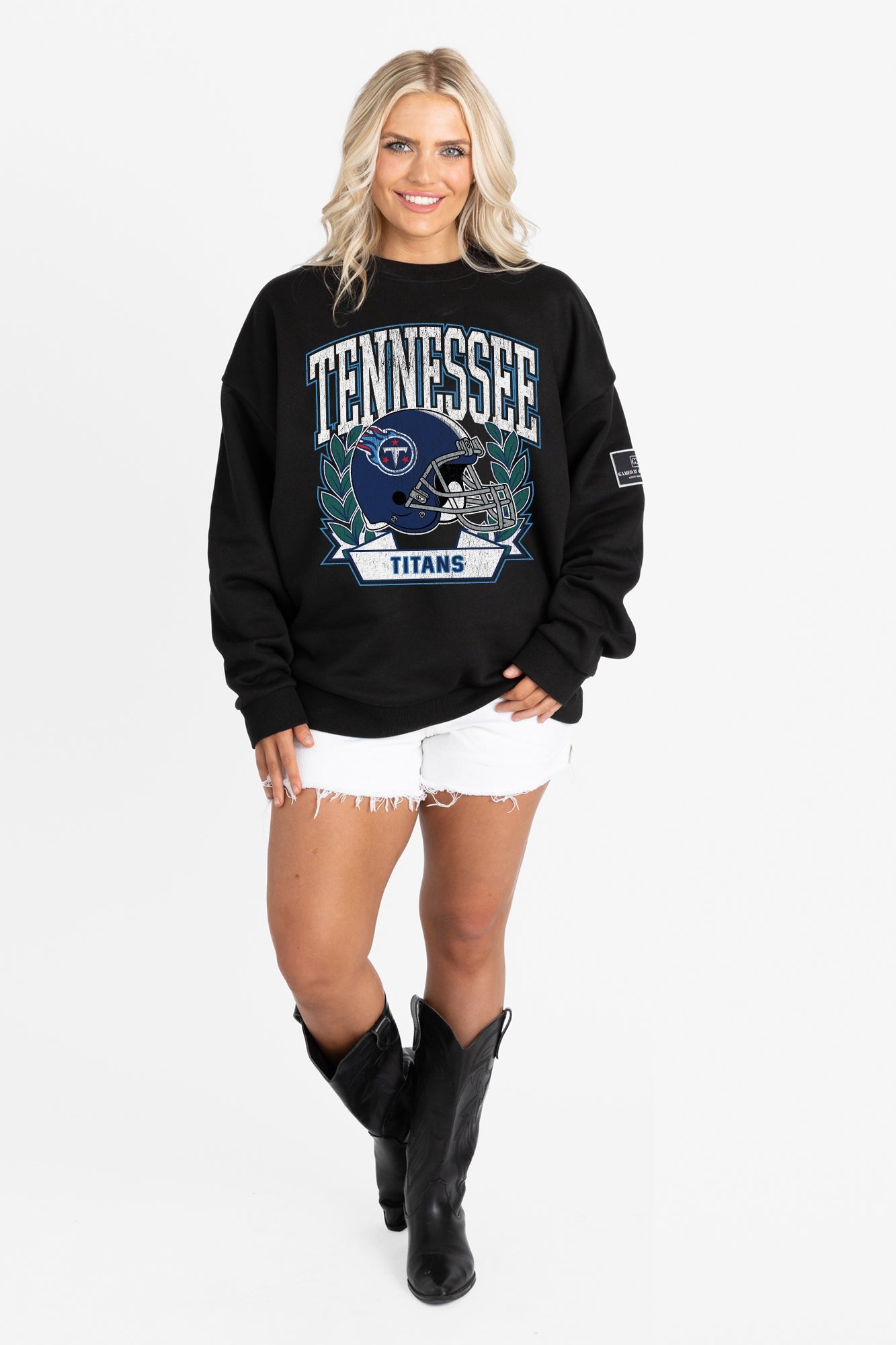 TENNESSEE TITANS VICTORY LANE BLACK LABEL PREMIUM FLEECE CREW SWEATSHIRT