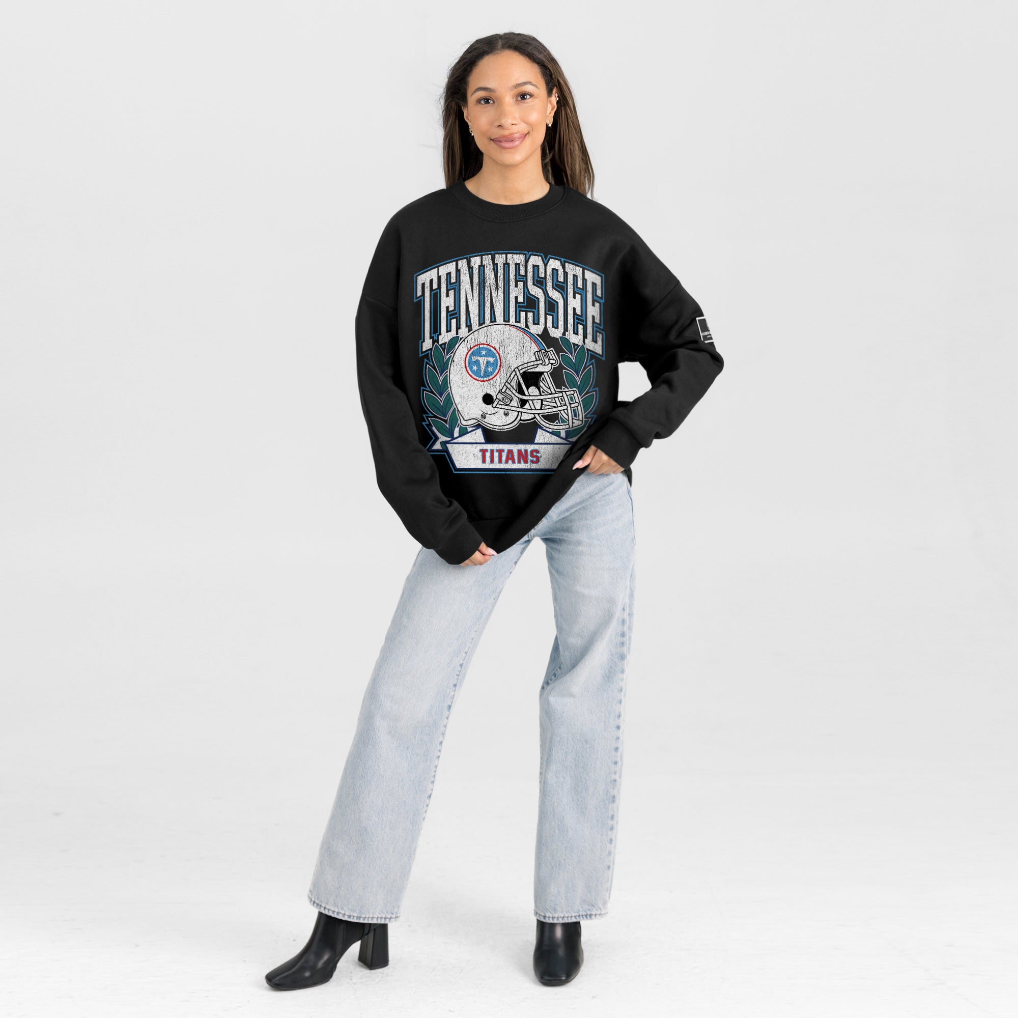 TENNESSEE TITANS VICTORY LANE BLACK LABEL PREMIUM FLEECE CREW SWEATSHIRT
