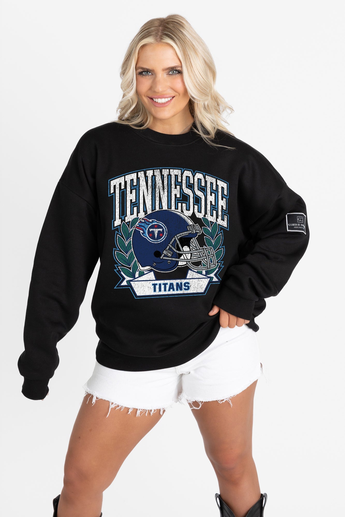 TENNESSEE TITANS VICTORY LANE BLACK LABEL PREMIUM FLEECE CREW SWEATSHIRT