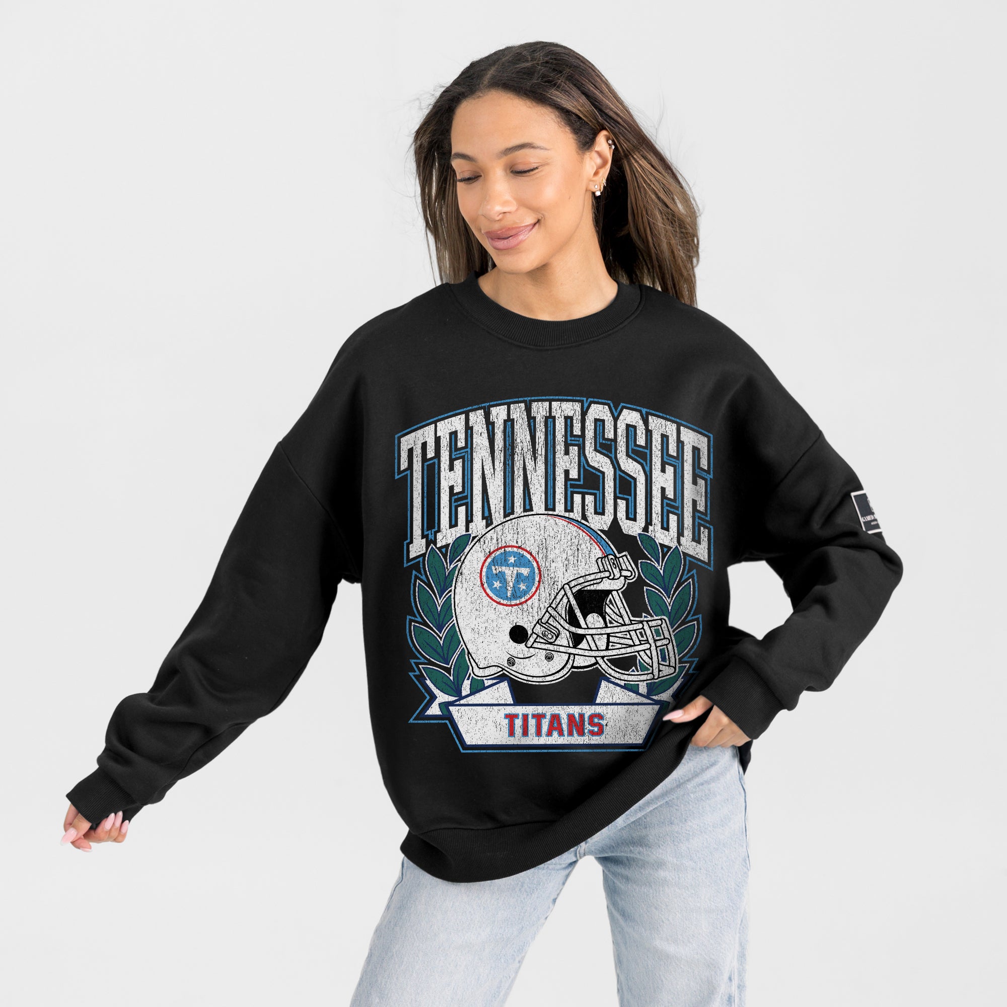 TENNESSEE TITANS VICTORY LANE BLACK LABEL PREMIUM FLEECE CREW SWEATSHIRT