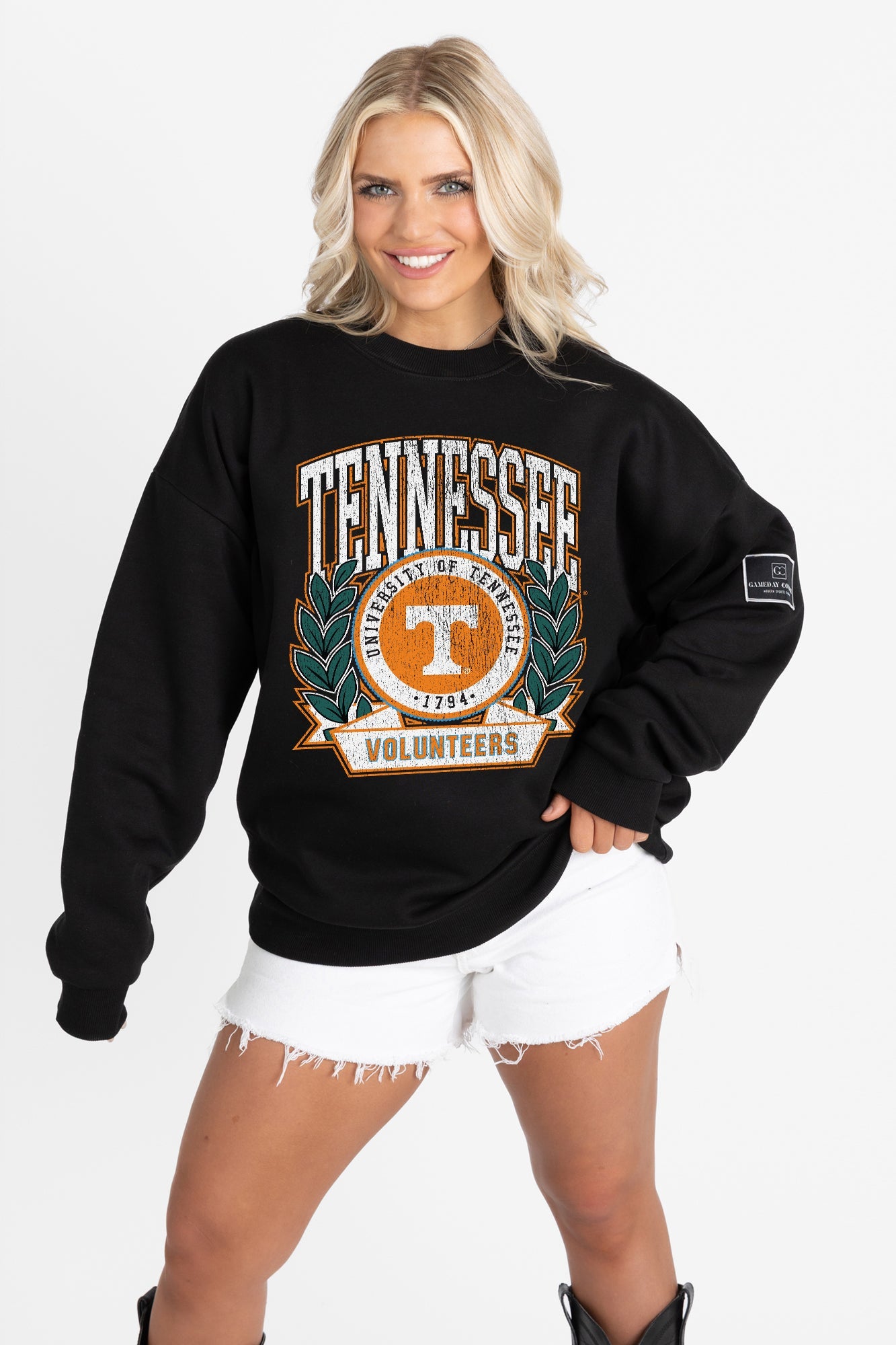 TENNESSEE VOLUNTEERS VICTORY LANE BLACK LABEL PREMIUM FLEECE CREW SWEATSHIRT