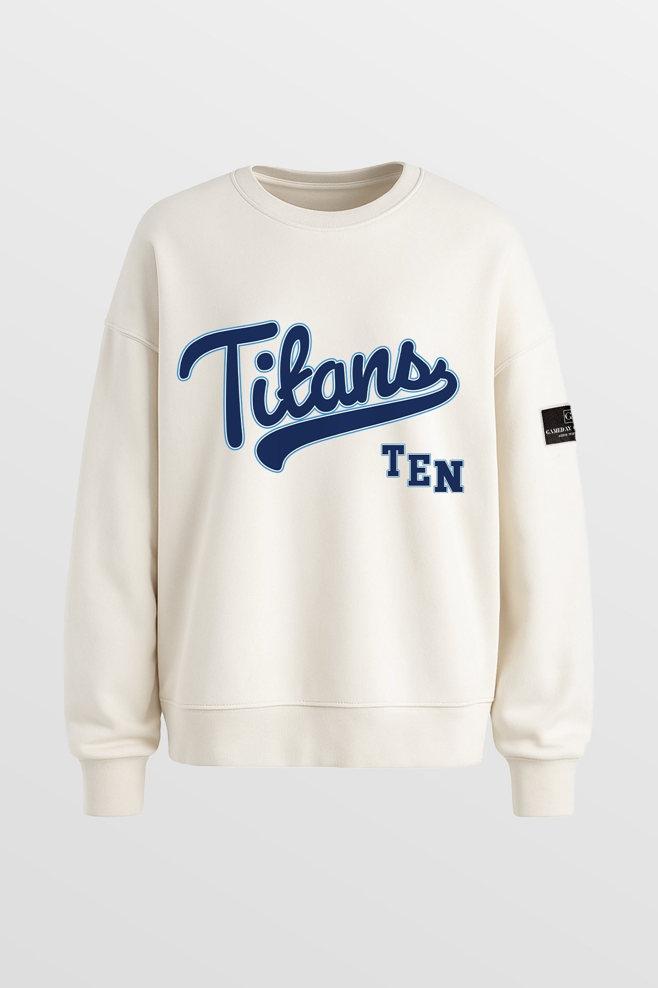 TENNESSEE TITANS CLUTCH MOVE BLACK LABEL PREMIUM FLEECE CREW SWEATSHIRT BY RANDI MAHOMES