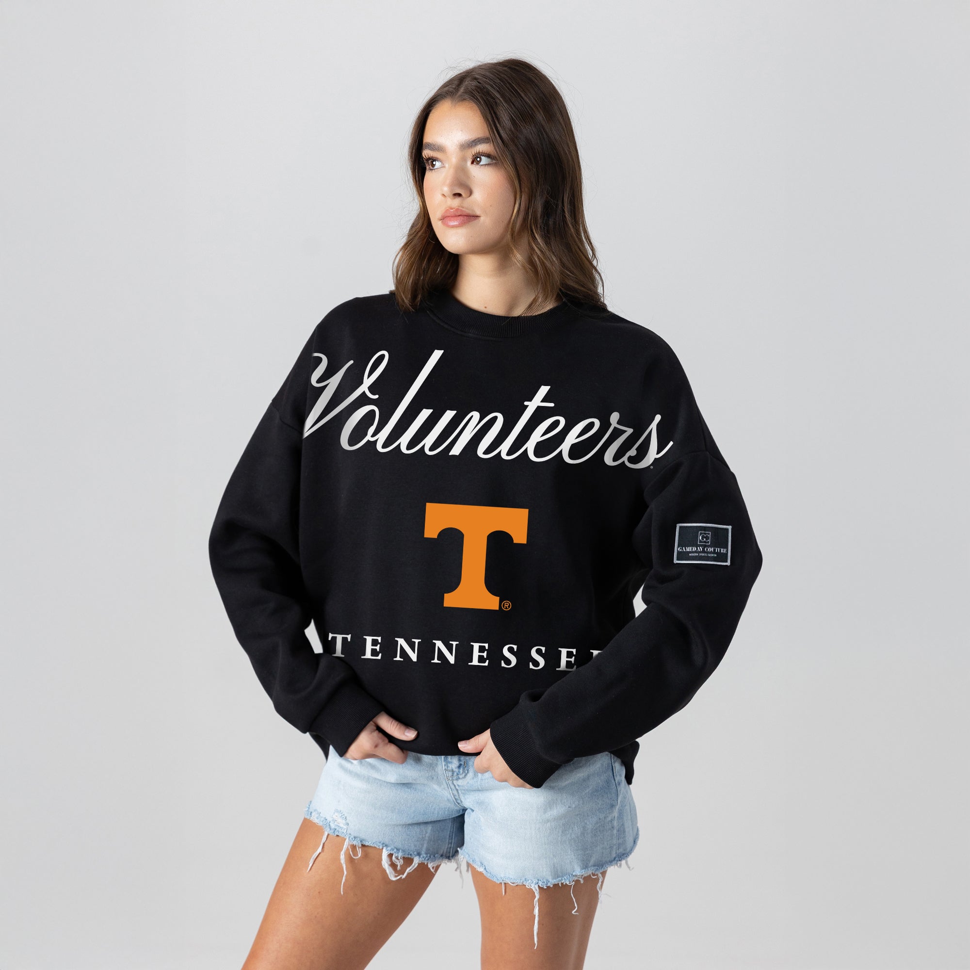 TENNESSEE VOLUNTEERS LEGACY CLUB BLACK LABEL PREMIUM FLEECE DROP SHOULDER CREWNECK