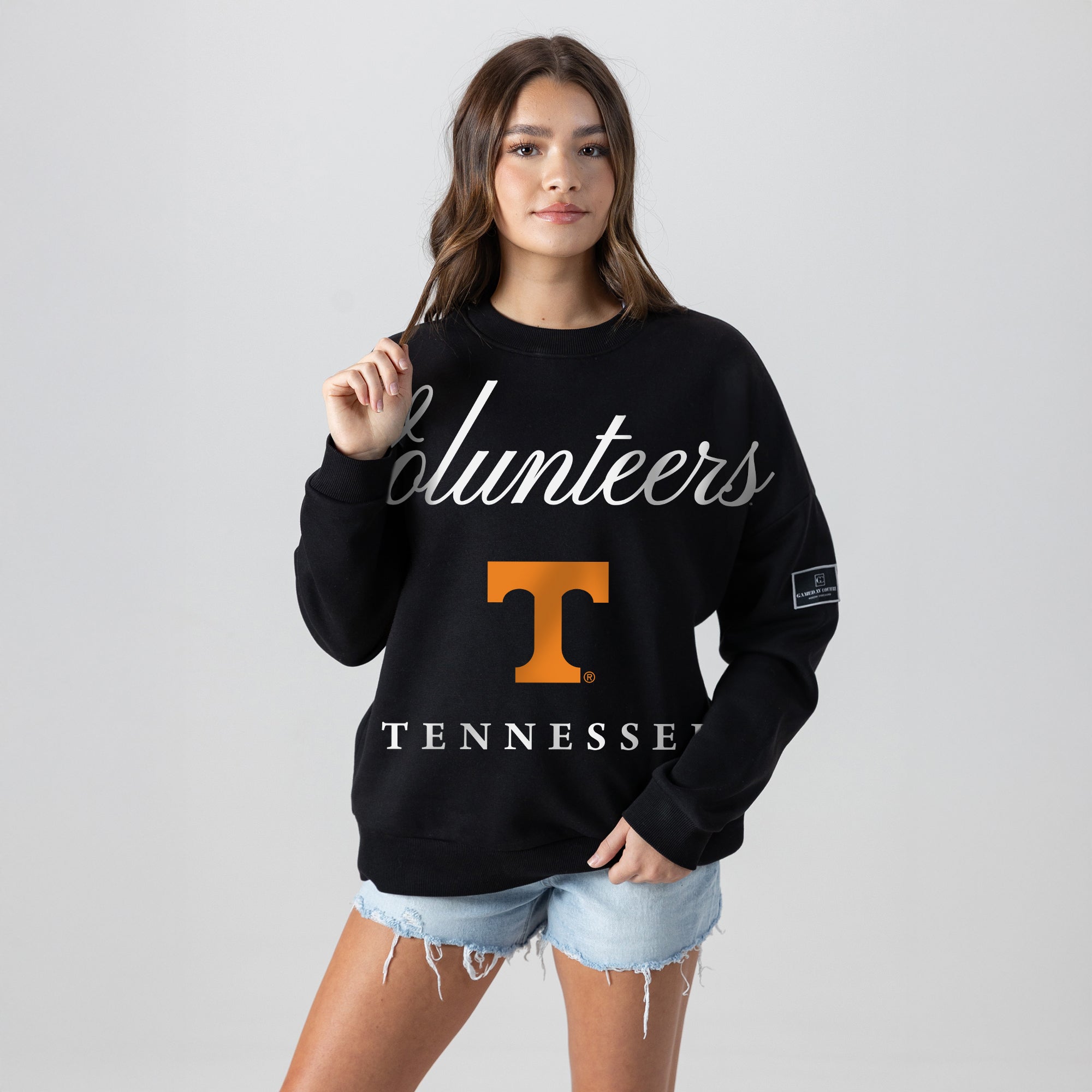 TENNESSEE VOLUNTEERS LEGACY CLUB BLACK LABEL PREMIUM FLEECE DROP SHOULDER CREWNECK
