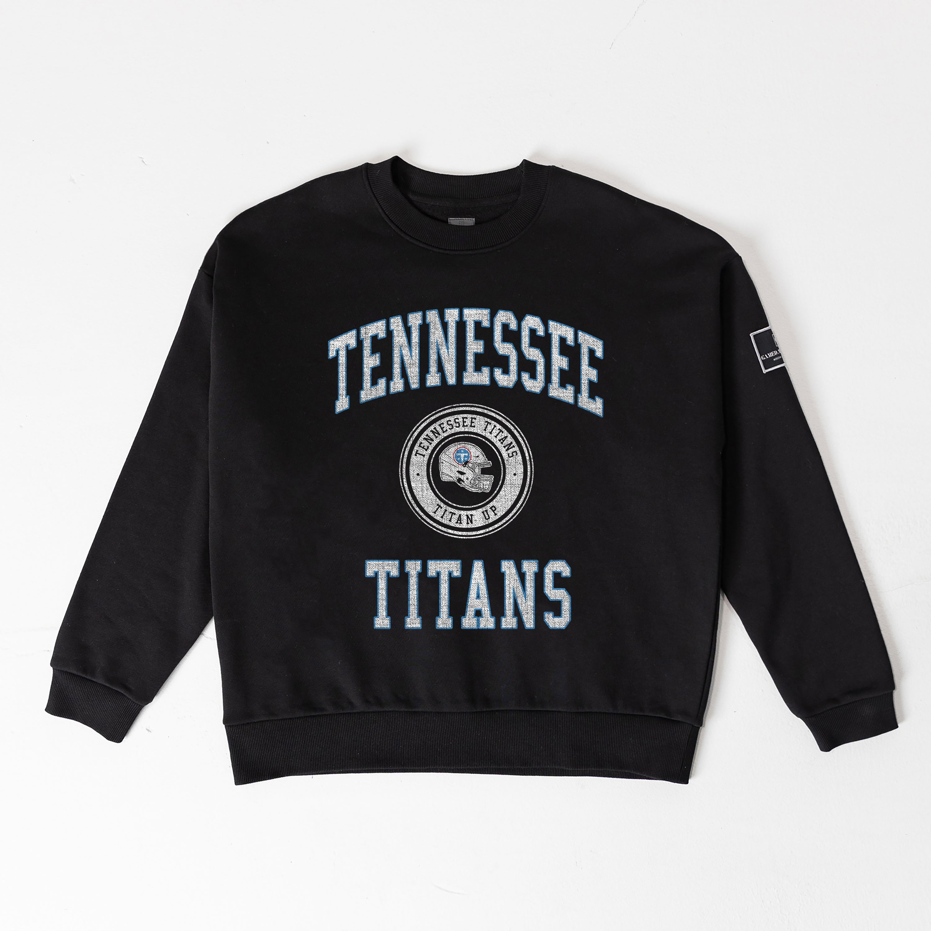 TENNESSEE TITANS FIERCE FLOW BLACK LABEL PREMIUM FLEECE DROP SHOULDER CREWNECK