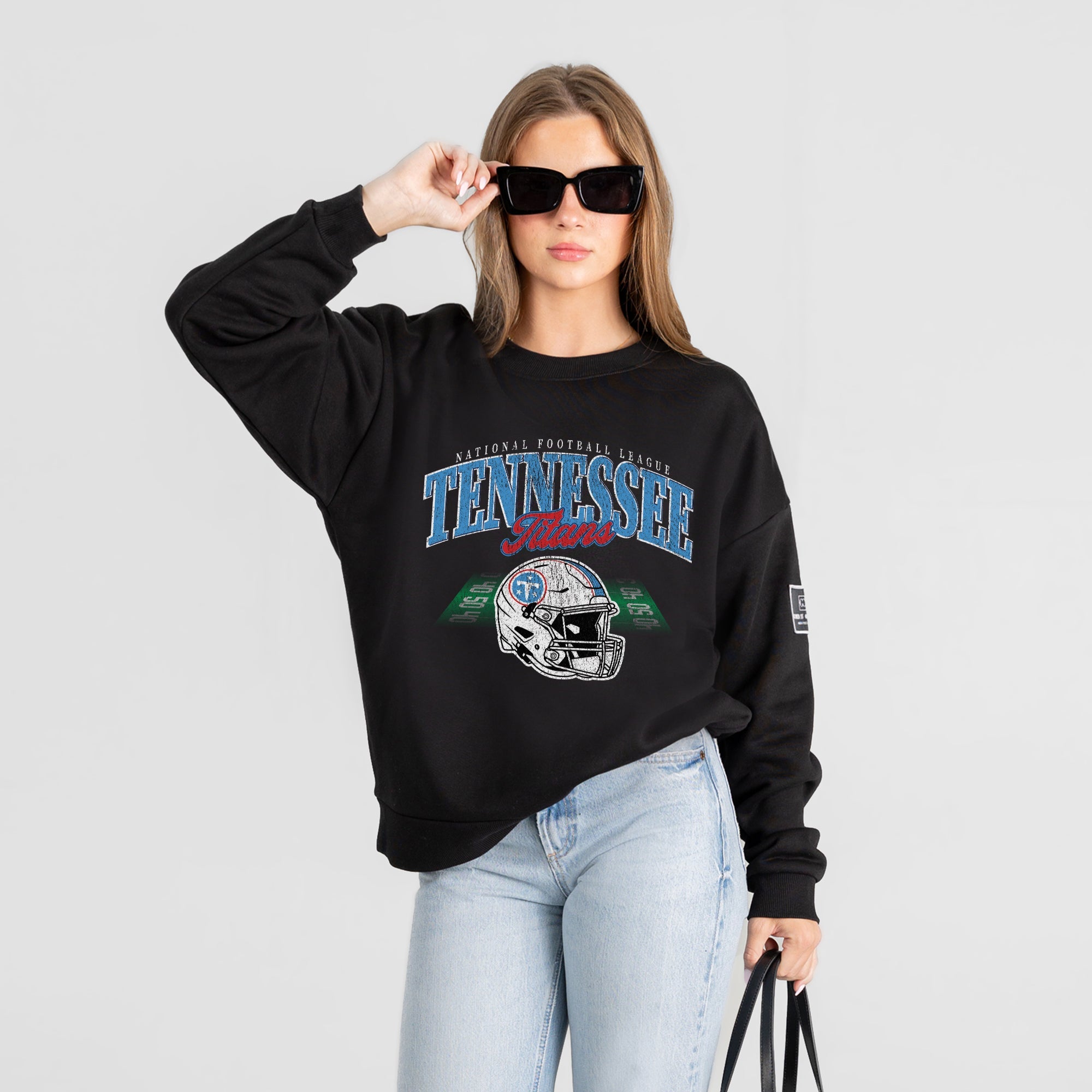 TENNESSEE TITANS FIELD FOCUS BLACK LABEL PREMIUM FLEECE DROP SHOULDER CREWNECK