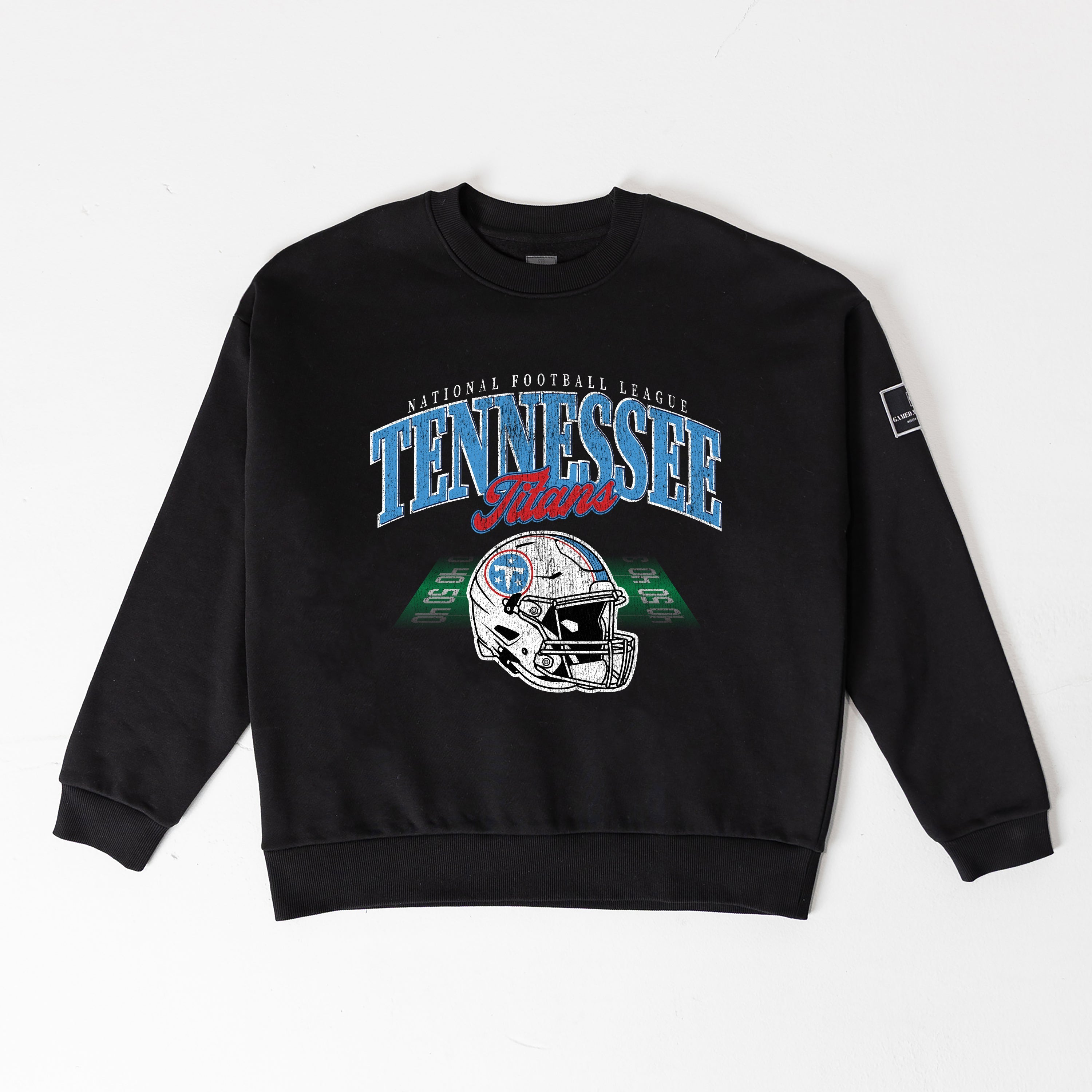 TENNESSEE TITANS FIELD FOCUS BLACK LABEL PREMIUM FLEECE DROP SHOULDER CREWNECK