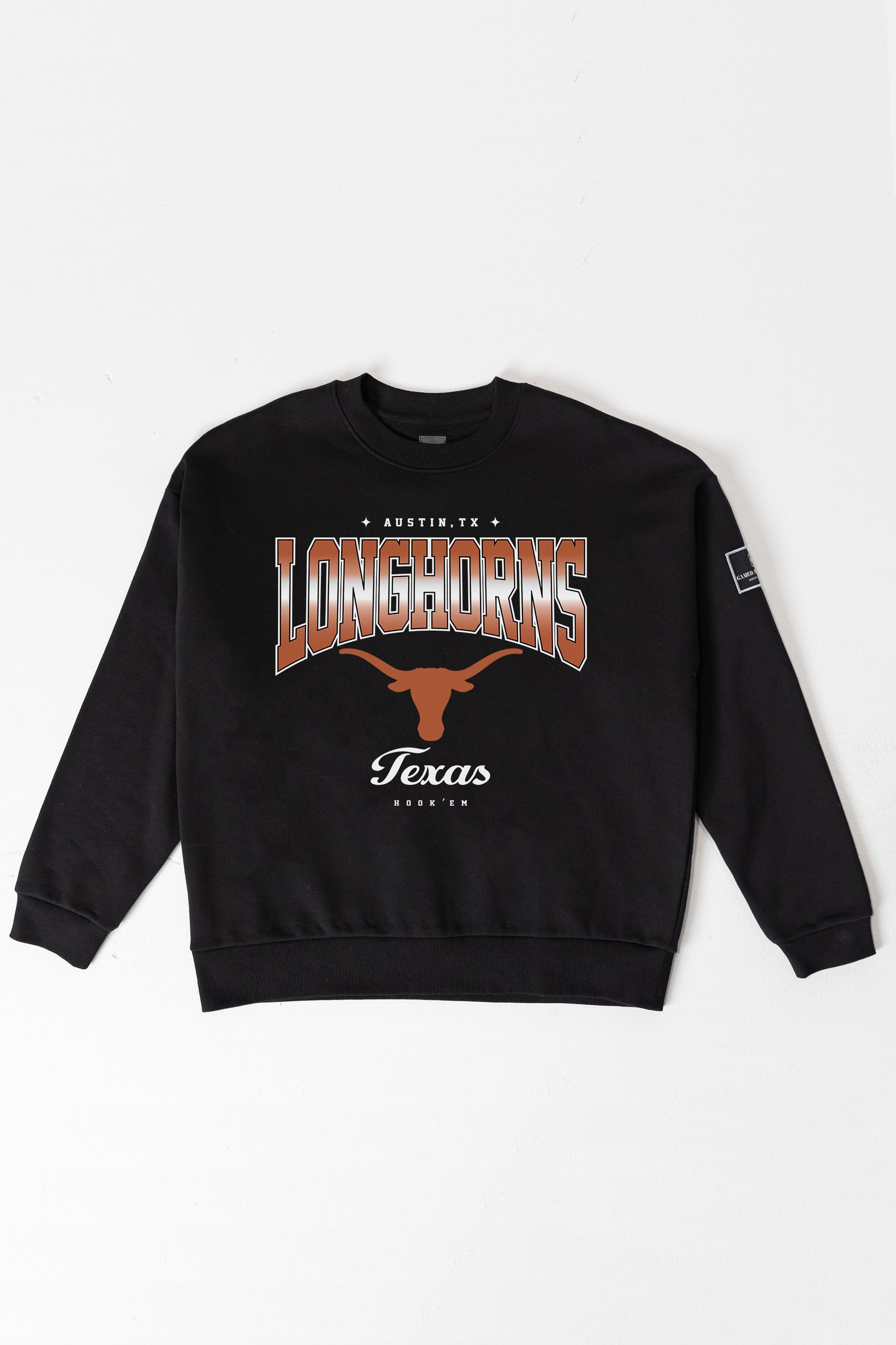 TEXAS LONGHORNS POWERHOUSE PLAY BLACK LABEL PREMIUM FLEECE CREW SWEATSHIRT