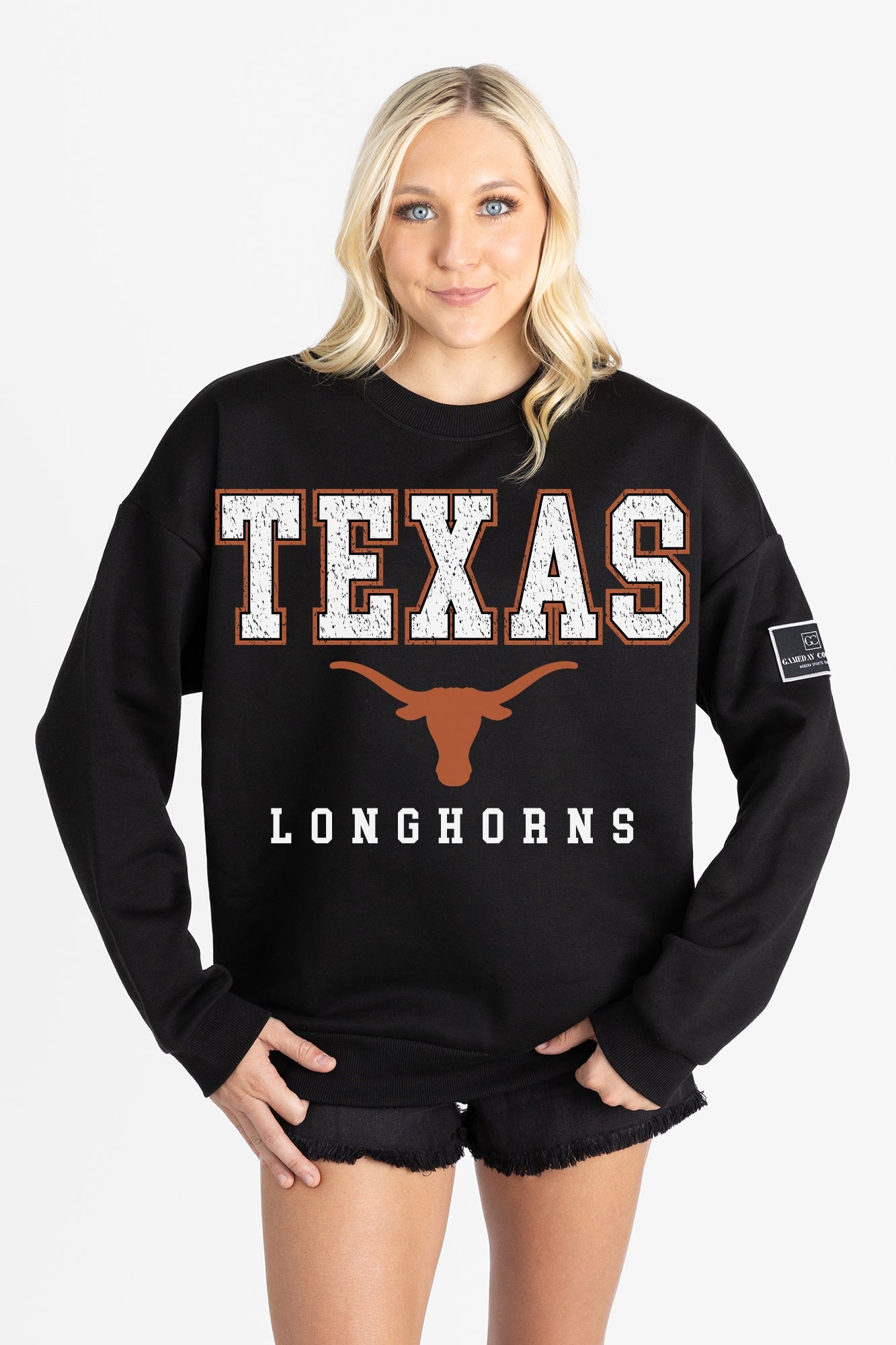 TEXAS LONGHORNS LEVEL UP BLACK LABEL PREMIUM FLEECE CREW SWEATSHIRT
