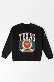 TEXAS LONGHORNS VICTORY LANE BLACK LABEL PREMIUM FLEECE CREW SWEATSHIRT