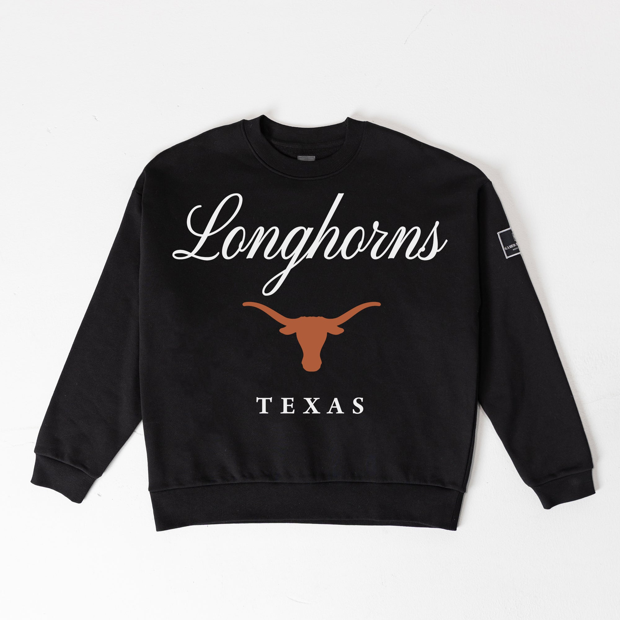 TEXAS LONGHORNS LEGACY CLUB BLACK LABEL PREMIUM FLEECE DROP SHOULDER CREWNECK