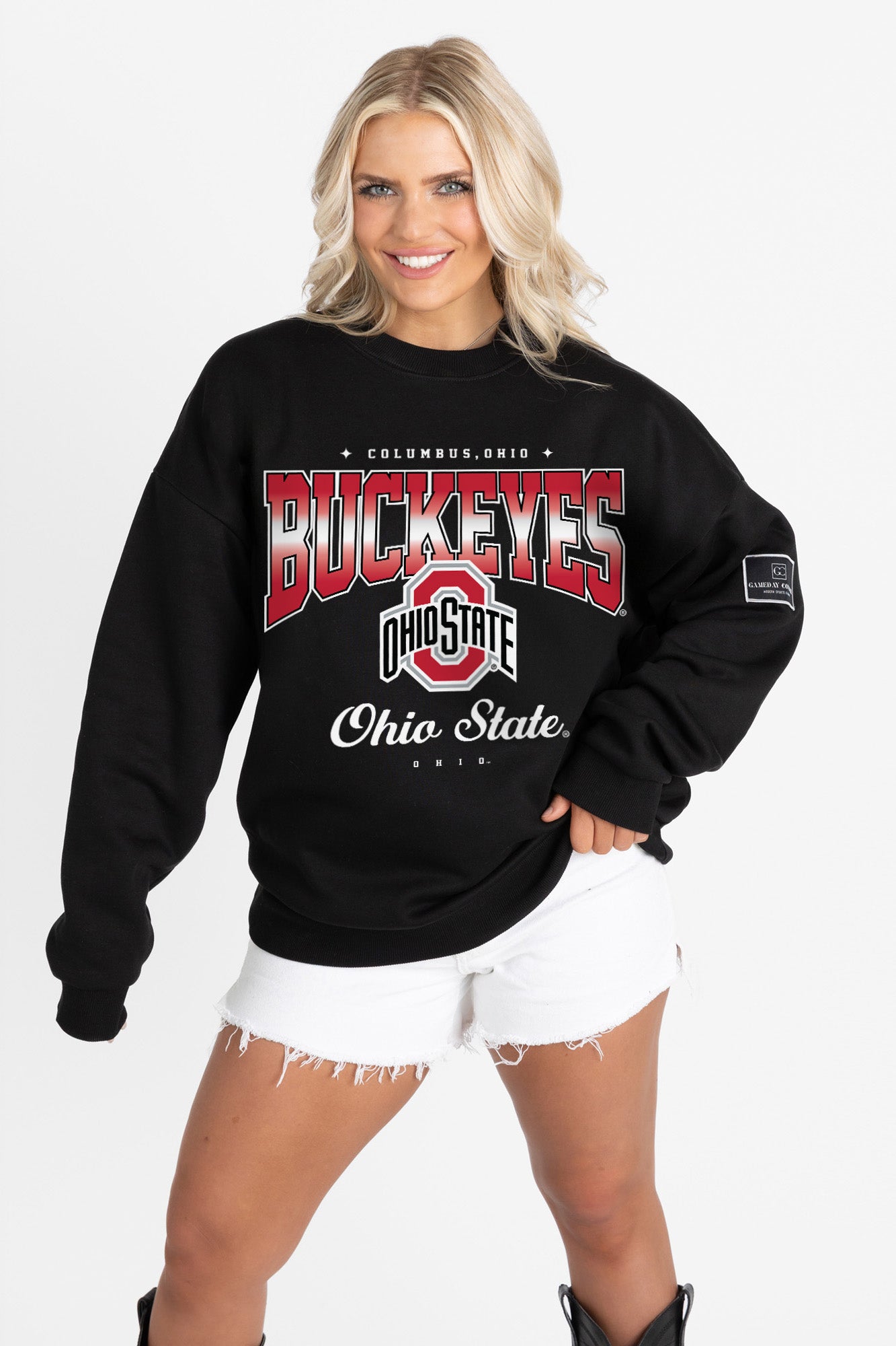 OHIO STATE BUCKEYES POWERHOUSE PLAY BLACK LABEL PREMIUM FLEECE CREW SWEATSHIRT