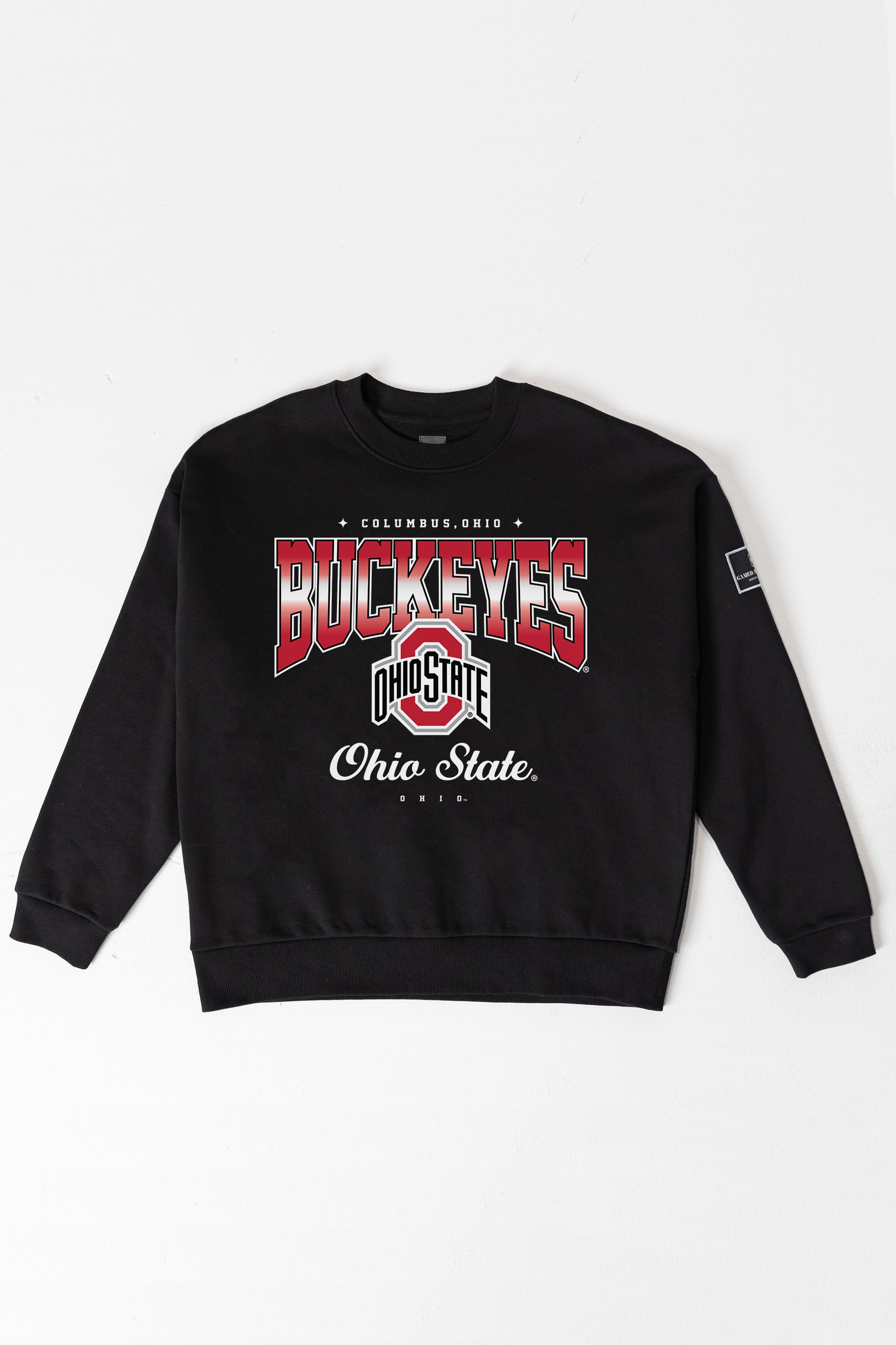 OHIO STATE BUCKEYES POWERHOUSE PLAY BLACK LABEL PREMIUM FLEECE CREW SWEATSHIRT