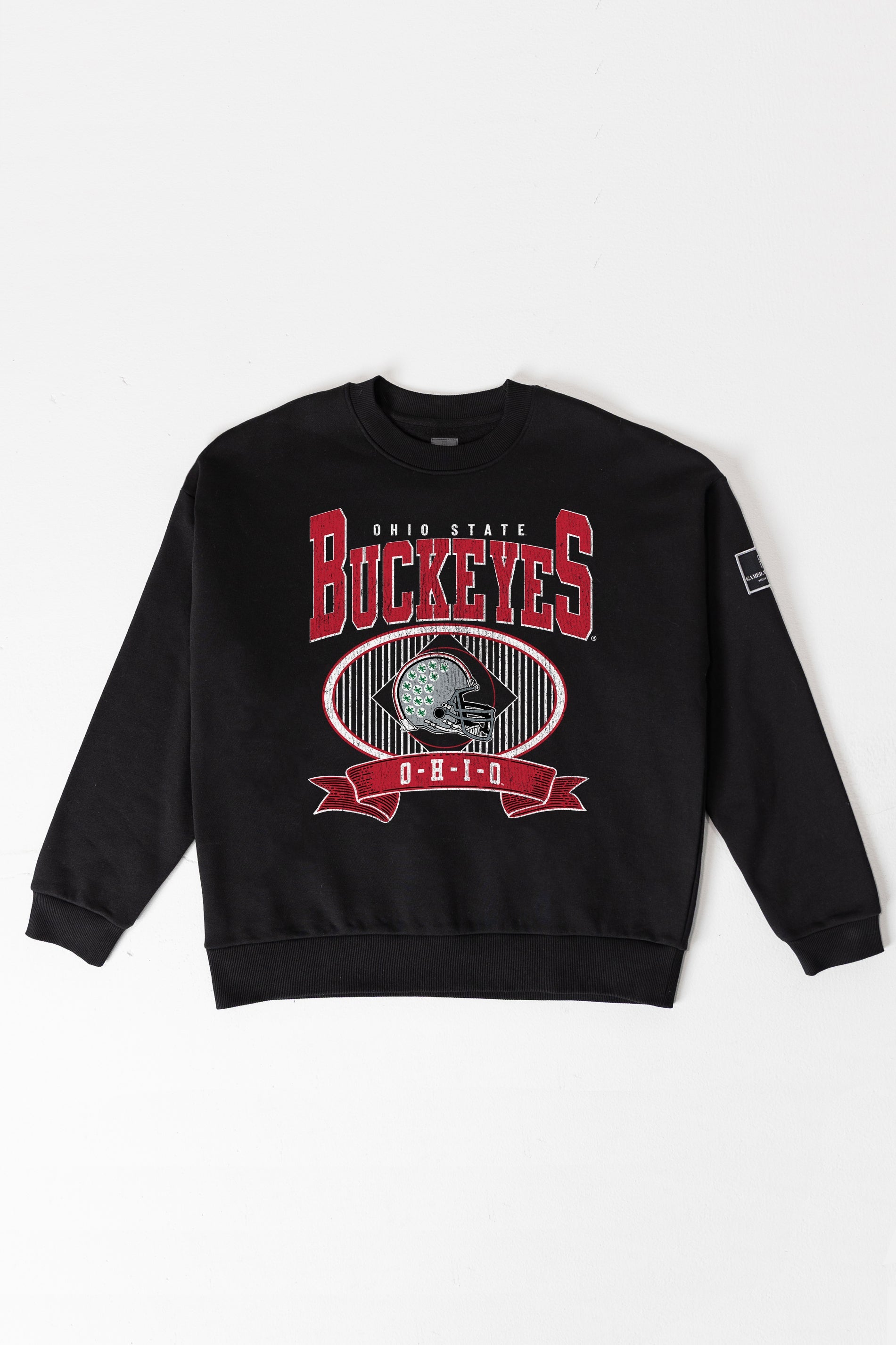 OHIO STATE BUCKEYES BOLD CHEERS BLACK LABEL PREMIUM FLEECE CREW SWEATSHIRT