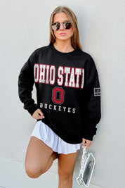 OHIO STATE BUCKEYES LEVEL UP BLACK LABEL PREMIUM FLEECE CREW SWEATSHIRT