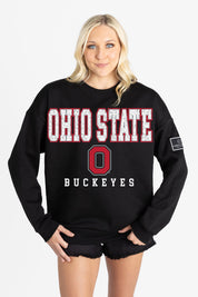 OHIO STATE BUCKEYES LEVEL UP BLACK LABEL PREMIUM FLEECE CREW SWEATSHIRT
