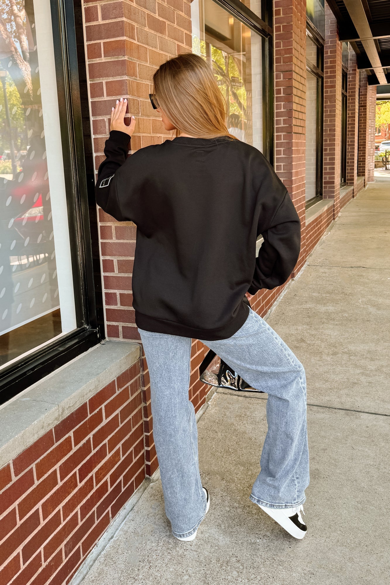 OHIO STATE BUCKEYES VICTORY LANE BLACK LABEL PREMIUM FLEECE CREW SWEATSHIRT