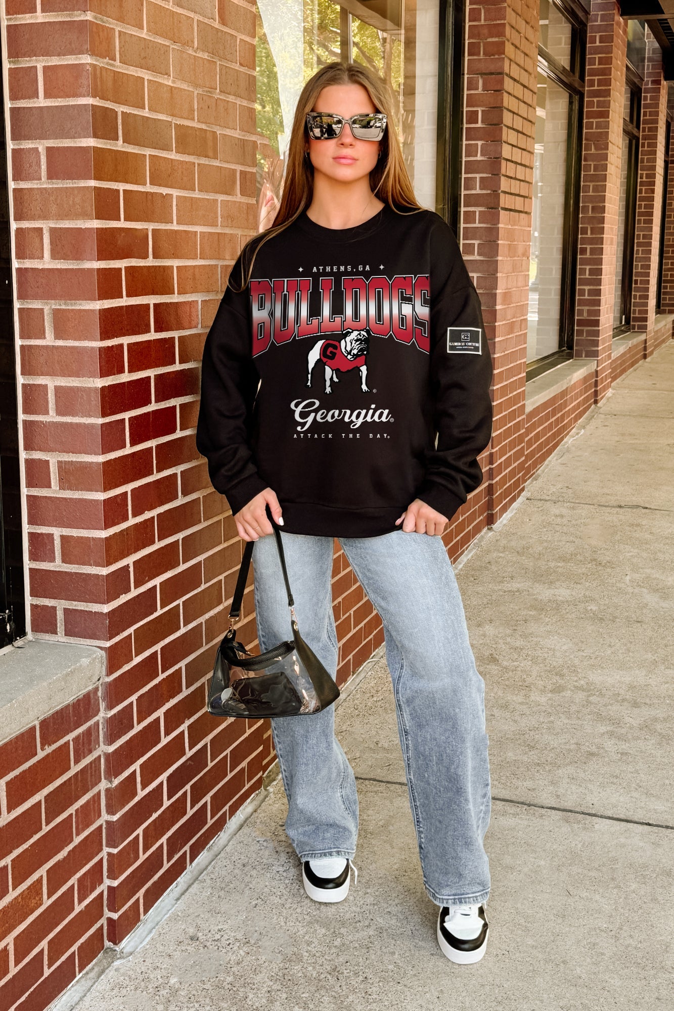 GEORGIA BULLDOGS POWERHOUSE PLAY BLACK LABEL PREMIUM FLEECE CREW SWEATSHIRT